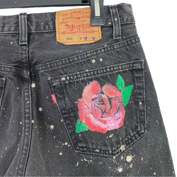 Levi’s Jean Shorts Jorts Waist 27 Unisex Womens Small 4 6 90s Levis Long Shorts - Picture 6 of 13